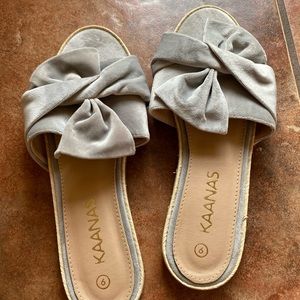 Silver suede sandals